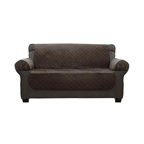 Zenna Home Protector, Chocolate/Brown Waterproof Plush Loveseat Furniture Cover, Lovesweat (EFCPLNSBR)