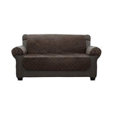 Zenna Home Protector, Chocolate/Brown Waterproof Plush Loveseat Furniture Cover, Lovesweat (EFCPLNSBR)