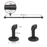 Refrze Curtain Rods for Windows 48 to 84 Inch, 1"Black Curtain Rod Industrial Wrap Around,Adjustable Heavy Duty Blackout Curtain Rods for Ceiling,Bedroom,Outdoor Patio