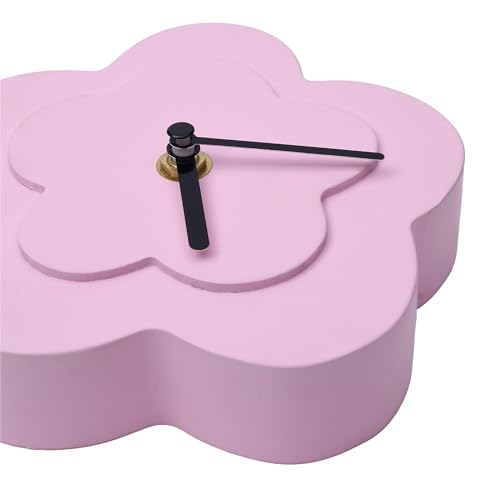 Urban Lifestyle Pink 5.7" Quartz Daisy Table Clock,Battery Operated Flower Desk Clock,Whimsical Petal Design, Accurate Timekeeping