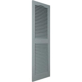 14.5 in. W x 30 in. H Builders Edge, TailorMade Cathedral Top Center Mullion, Open Louver Shutters, Includes MaSChing Installation Spikes (Per Pair), 419 - Storm Cloud