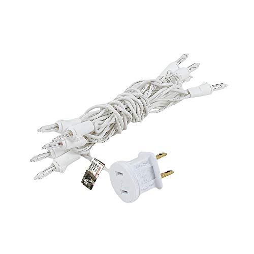 Novelty Lights 5 feet 10 Bulb Clear Mini Light String on White Wire, Non-Connectable Incandescent Fairy Lights for Bottles and Crafts, 4" Bulb Spacing, 24" Lead, Stackable Fused Plug