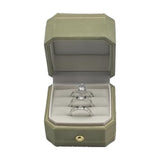 Velvet Ring Box - Octagon Engagement Ring Box with Hinged Lid for Proposal Engagement Wedding, Proposal Ring Case Jewelry Box with Gold Lace PRB003-Green