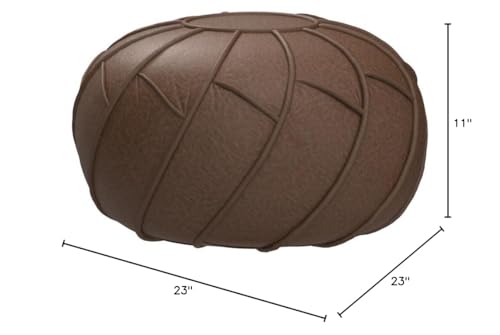 Moderner Faux Leather Pouf Unstuffed Ottoman Moroccan Footstool, Floor Footrest Cushion, Storage Solution - Natural Brown Color (Mocha, Round)
