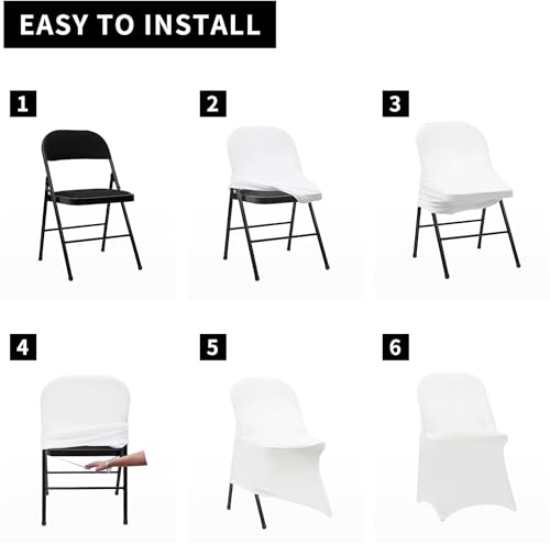 HAINARverS Stretch Spandex Folding Chair Covers 30PCS Universal Fitted Chair Cover Protector for Wedding,Party, Banquet, Holidays, Celebration, Decoration(White, 30 PCS)
