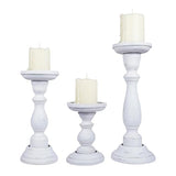 Tuli Mango Wood Candle Holders - Shabby White, Set of 3