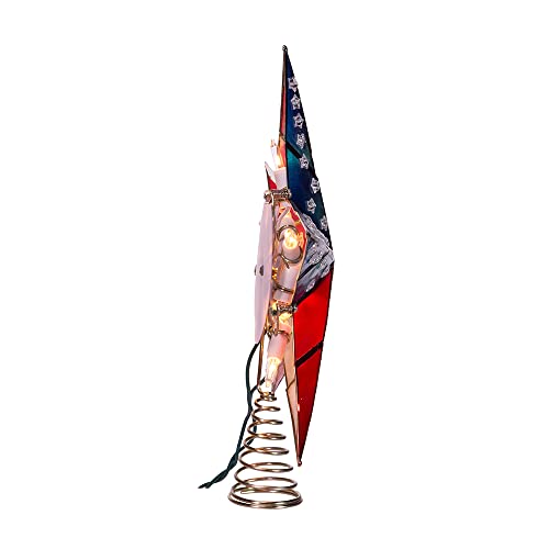 Kurt Adler UL 10L Capiz American Flag Inspired Star Treetop