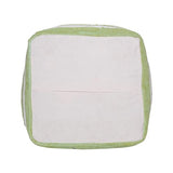 L.R. Resources, Inc Adrian Green and White Striped Casual Handmade Cotton Indoor Cube Pouf Ottoman
