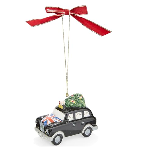 Spode Christmas Tree Brit Taxi Ornament - Dolomite Holiday Hanging Bauble for Seasonal Displays
