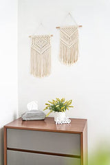 Dahey Small Macrame Wall Hanging 2 Pcs Woven Tapestry Wall Art Decor - Beautiful for Boho Home Bedroom Dorm College Classroom Decor, Apartment, Nursery, Party Decorations, 16.5" L x 10" W and 17.5"x 10"W