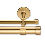 MODE Cambria Designer Series - Premium 8 foot Custom Double Curtain Rod - 1-1/8 inch Large Diameter - Non-Adjustable for a Seamless Look - Premium Designer Brackets and End Caps - Brushed Gold Finish