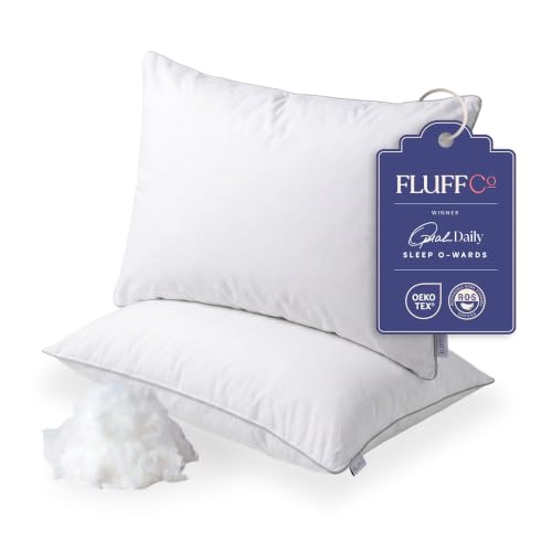 FluffCo Down Alternative Pillows - King Size, Soft (2 Pack)