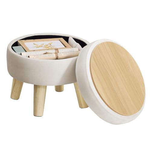 SONGMICS Foot Stool Ottoman, Small Storage Ottoman with Legs, 12.2 Inches