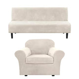 H.VERSAILTEX 2 Piece Stretch Chair Bundle Armless Futon Cover,