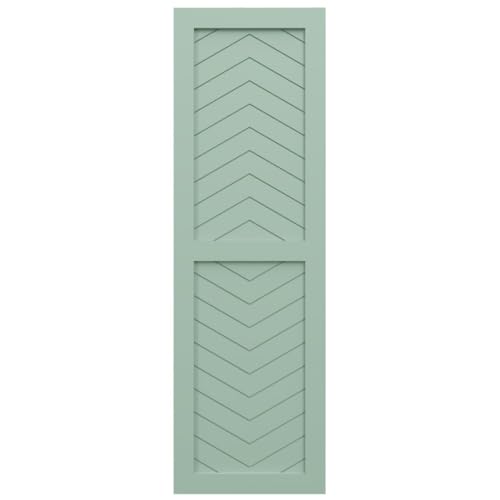 18"W x 45"H True Fit PVC Two Panel Chevron Modern Style Fixed Mount Shutters, Seaglass (Per Pair - Hardware Not Included)