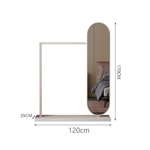 Floor Multifunctional Creative Full-Length Mirror Bedroom Coat Rack for Entryway and Walk-in Closet Mirror(Gold)
