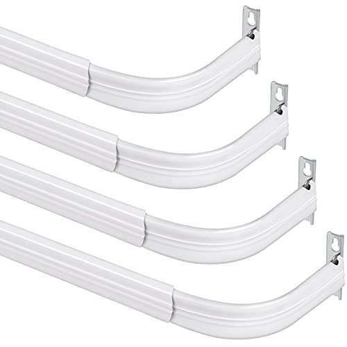 Wesiti 4 Packs Curtain Single Rods Bulk for Windows Adjustable Tension Rod for Door Kitchen Valance Sash Curtains, Bracket and Hardware Included(25-42 Inch,White)