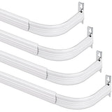 Wesiti 4 Packs Curtain Single Rods Bulk for Windows Adjustable Tension Rod for Door Kitchen Valance Sash Curtains, Bracket and Hardware Included(25-42 Inch,White)