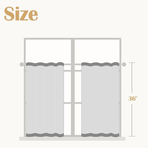 jinchan Boho Kitchen Curtains Linen Tier Curtains 36 Inches Bohemian Cafe Small Drapes Striped Mudcloth Farmhouse for Bathroom RV Camper Light Filtering Rod Pocket 2 Panels Black on Beige