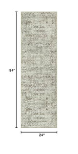 Washable Hallway Runner Rug 8ft, Brown Distressed Kitchen Runner Rugs Non Slip, Farmhouse Vintage Carpet Runner for Entryway Laundry Bathroom, Soft Bedroom Bedside Rug (2.5x8, Brown)