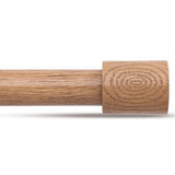 Wood Curtain Rods, 1'' Decorative Adjustable Rustic Farmhouse Drapery Rod, Heavy Duty Boho Curtain Pole for Windows 28 to 48 Inch with Imitation Wooden Grain Finials, (Light Wood/Unique Design)