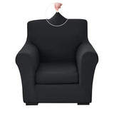 Stretch Sofa Cover Couch Covers, 2-Piece Armchair Cover with Separate Cushion Cover, Washable Soft Spandex Furniture Protector for Living Room(Armchair, Black)