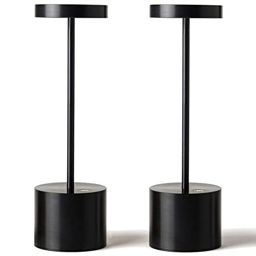 2 Pack Rechargeable Table Lamp, LED Cordless Table Lamp,5000mAh Battery Operated Portable Table Light,Dimming for Restaurant/Patio/Outdoor(Black)