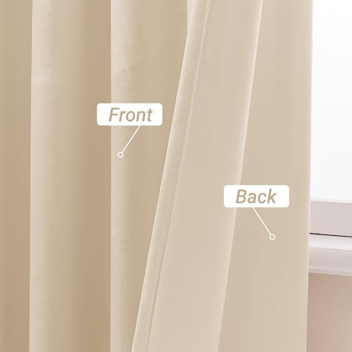 Triple Pinch Pleated Cream Velvet Curtains 84 inches Long Living Room Darkening Curtain Neutral Modern Farmhouse French Pinch Pleat Drapery Panel Heavy Thick Light Filtering Velvet Curtain for Bedroom