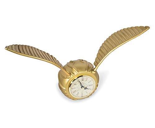 Harry Potter Golden Snitch Replica Desk Clock | Battery Operated Clock | Geek Decor for Bedroom, Bedside Table, Desk, Office | Collectible Quidditch Snitch Clock | 9 x 18 Inches