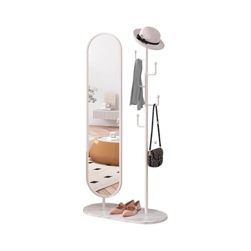 Decorative Luxury Full-Length Floor Mirror with Rotating Coat Rack Integrated for Bedroom and Home Use for Living Room