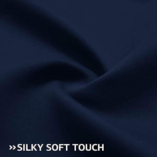 COSVIYA Grommet Blackout Room Darkening Navy Blue Curtains 84 inch Length 2 Panels,Thick Polyester Light Blocking Insulated Thermal Window Curtain Drapes for Bedroom/Living Room,52x84 inches