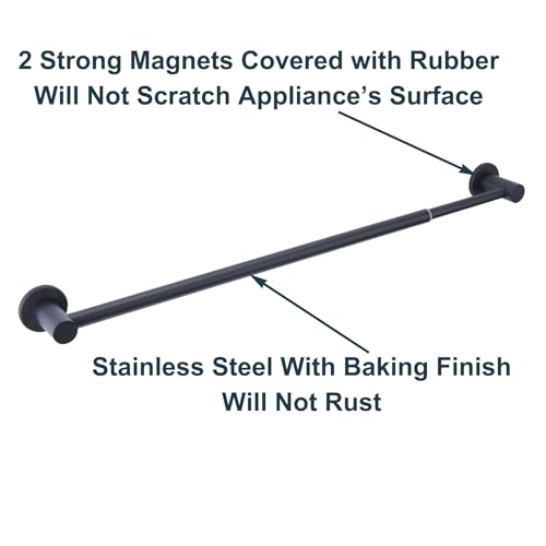 18-31.5 inches Adjustable Magnetic Curtain Rod for Metal Door, Magnetic Towel Bar Holder for Kitchen Refrigerator, Magnet Flip Calendar Chart Rod for Whiteboard, Black, 1 Pack