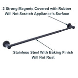 18-31.5 inches Adjustable Magnetic Curtain Rod for Metal Door, Magnetic Towel Bar Holder for Kitchen Refrigerator, Magnet Flip Calendar Chart Rod for Whiteboard, Black, 1 Pack
