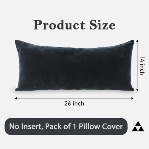 Chenille Lumbar Pillow Covers 14X26 inch Dark Blue