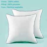 18x18 Inch Pillow Inserts Set of 2-100% Cotton Cover, Throw Pillow Inserts for Couch, Sofa, or Bed (2 Pack, 18x18 Inch)