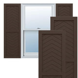 18"W x 32"H True Fit PVC Two Panel Chevron Modern Style Fixed Mount Shutters, Raisin Brown (Per Pair - Hardware Not Included)
