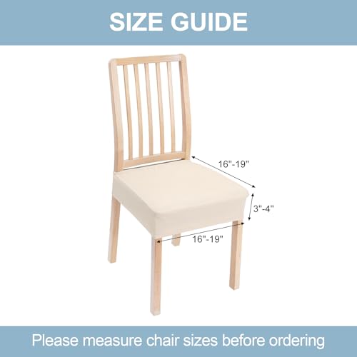 Smiry Stretch Jacquard Seat Covers for Dining Room Chairs Set of 6, Removable Washable Chair Seat Protector Slipcovers, No Rear Covers, Beige