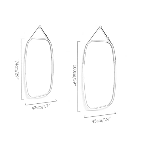 Freestanding Bathroom Mirror Wall Mirror for Bedroom Full Length Full Length Tall Mirror 29″/39″ Rectangular Floor Standing Makeup Dressing Mirror with Adjustable Pu Leather Strap Frame 43×74