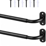 French Door Curtain Rod Adjustable 18"-32", Wrap Around Cafe Curtain Rod 1/2" Diameter, Screwed Sash Rods for Door Window, Black, 2 Pack