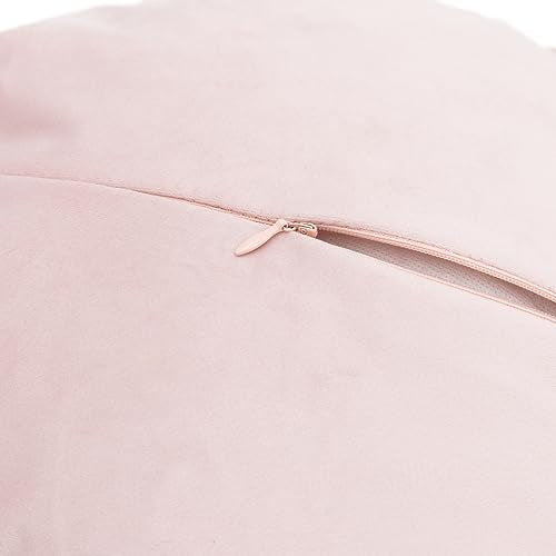 3D Blush Pink Round Flower Throw Pillow Handmade Floral Decorative Pillow with Insert Boho Farmhouse Accent Cushion for Bed Sofa Couch Bedroom Living Room Home Decor 12 Inch