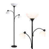 Brightech Sky Dome Double LED Floor Lamp, Torchiere Super Bright Floor Lamp with 2 Reading Lamps for Living Rooms & Offices - Dimmable Tall Standing Lamp for Bedroom Reading - Tall Black Pole
