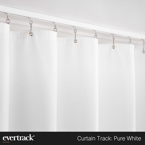 Curtain Track - Ceiling Mounted Curtain Rail for Curtains, Drapes, and Room Dividers - USA Made - Small+ (12 Feet), Pure White