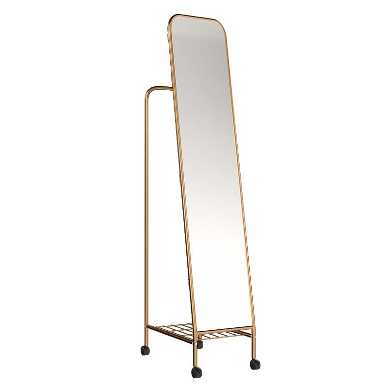 Standing Mirrors Full-Length Dressing Mirror, Floor-Standing Household Coat Rack, Multi-Functional Clothes Rack, Mobile Fitting Mirror(Gold)