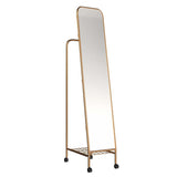 Standing Mirrors Full-Length Dressing Mirror, Floor-Standing Household Coat Rack, Multi-Functional Clothes Rack, Mobile Fitting Mirror(Gold)