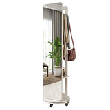 Solid Wood Household Full-Length Mirror Hanger One Full-Length Mirror Rotating Floor Mirror Wardrobe Mirror Fitting Mirror White