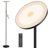 Super Bright Floor Lamp for Living Room, Stepless Dimmable LED Standing Lamp with Remote and Touch Control, 69” Tall Torchiere Corner Lamp for Bedroom Office Hotel, Black