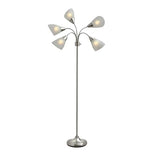 Adesso Floor Lamp with 5 Movable Shades & Adjustable Brightness, Brushed Steel Finish, Silver Perfect Lighting for Bedroom Decor, Beauty & Art Studio