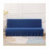 Fashion Armless Sofa Chair Cover with Skirt, Stretchable Sofa Bed Cover Futon 3/2 Seater, Removable Futon Sofa Slipcover Reversible Sofa Cover Furniture Protector Washable,H,120~150CM