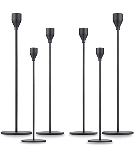 Matte Black Taper Candle Holder Set of 6, Tall Candlestick Holders
