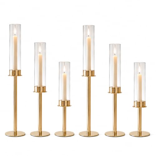 POKINE Gold Candle Holders Set of 6 for Taper Candle Holders